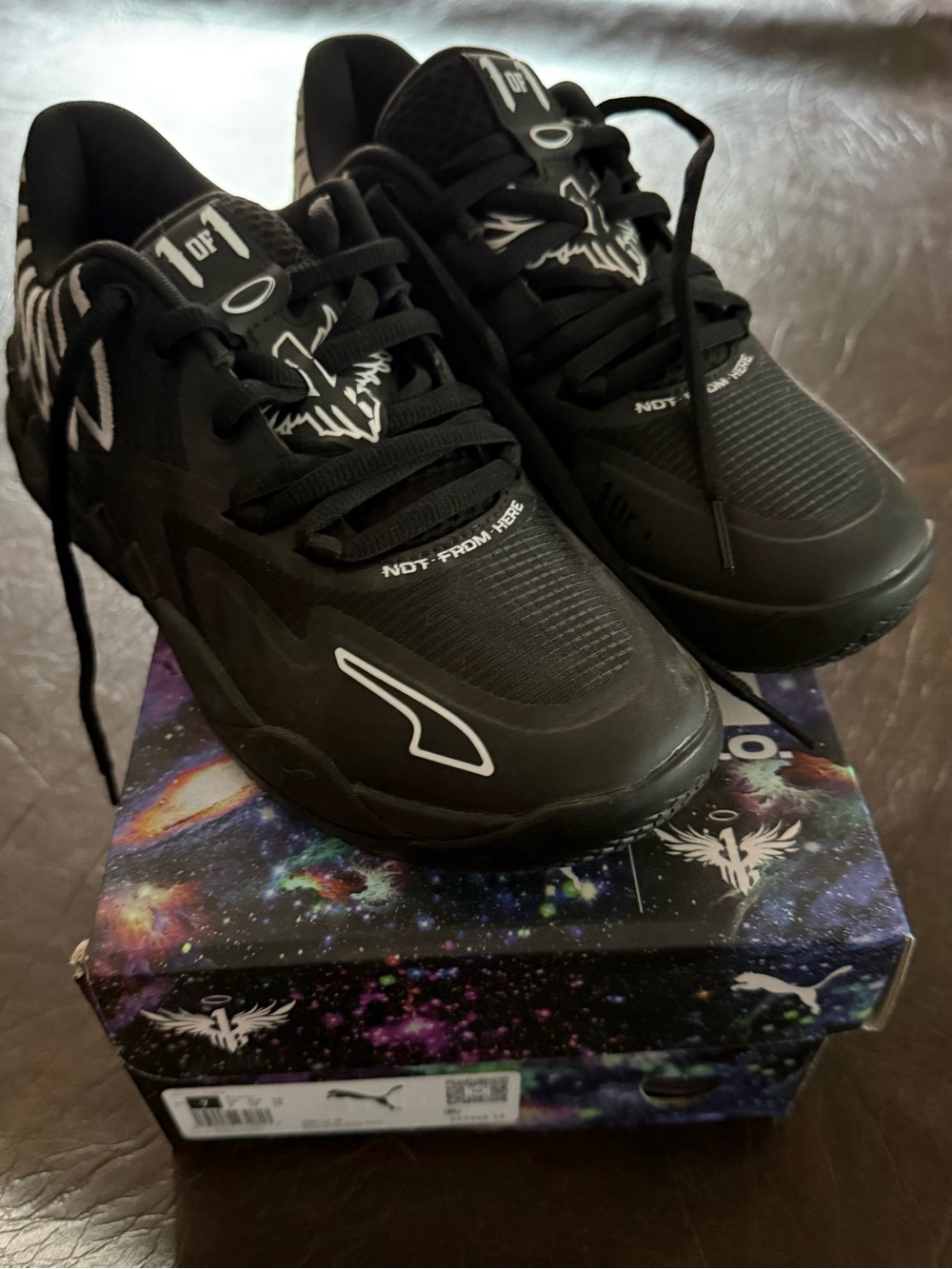 PUMA LaMelo Ball MB.01 Lo Black White Basketball Shoes 7Y 377368-12